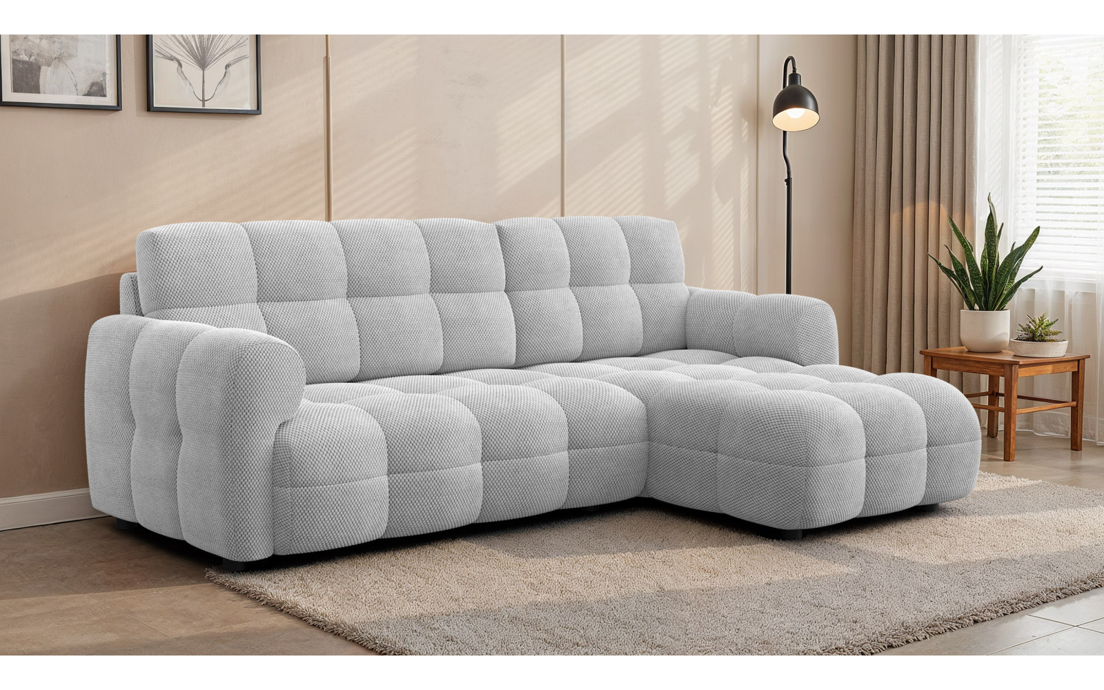 Ecksofa 3-Sitzer rechts MELLOW, hellgrau