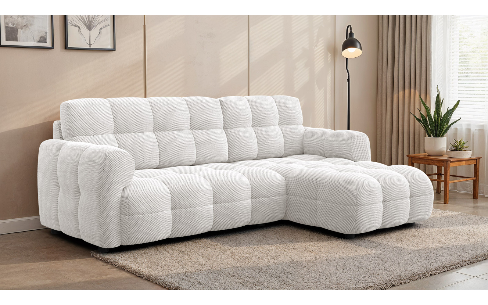 Ecksofa 3-Sitzer rechts MELLOW, creme