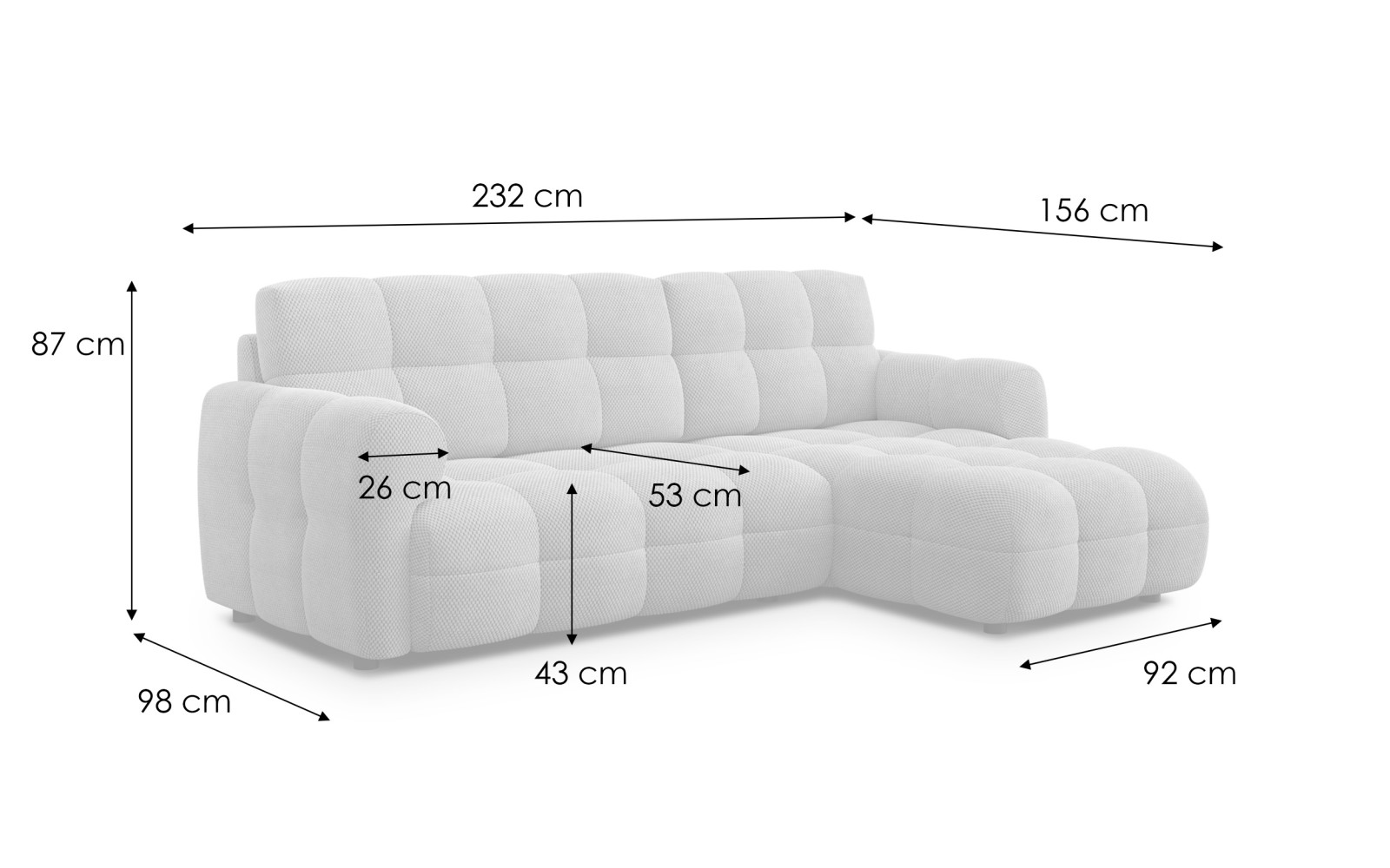 Ecksofa 3-Sitzer rechts MELLOW, olive