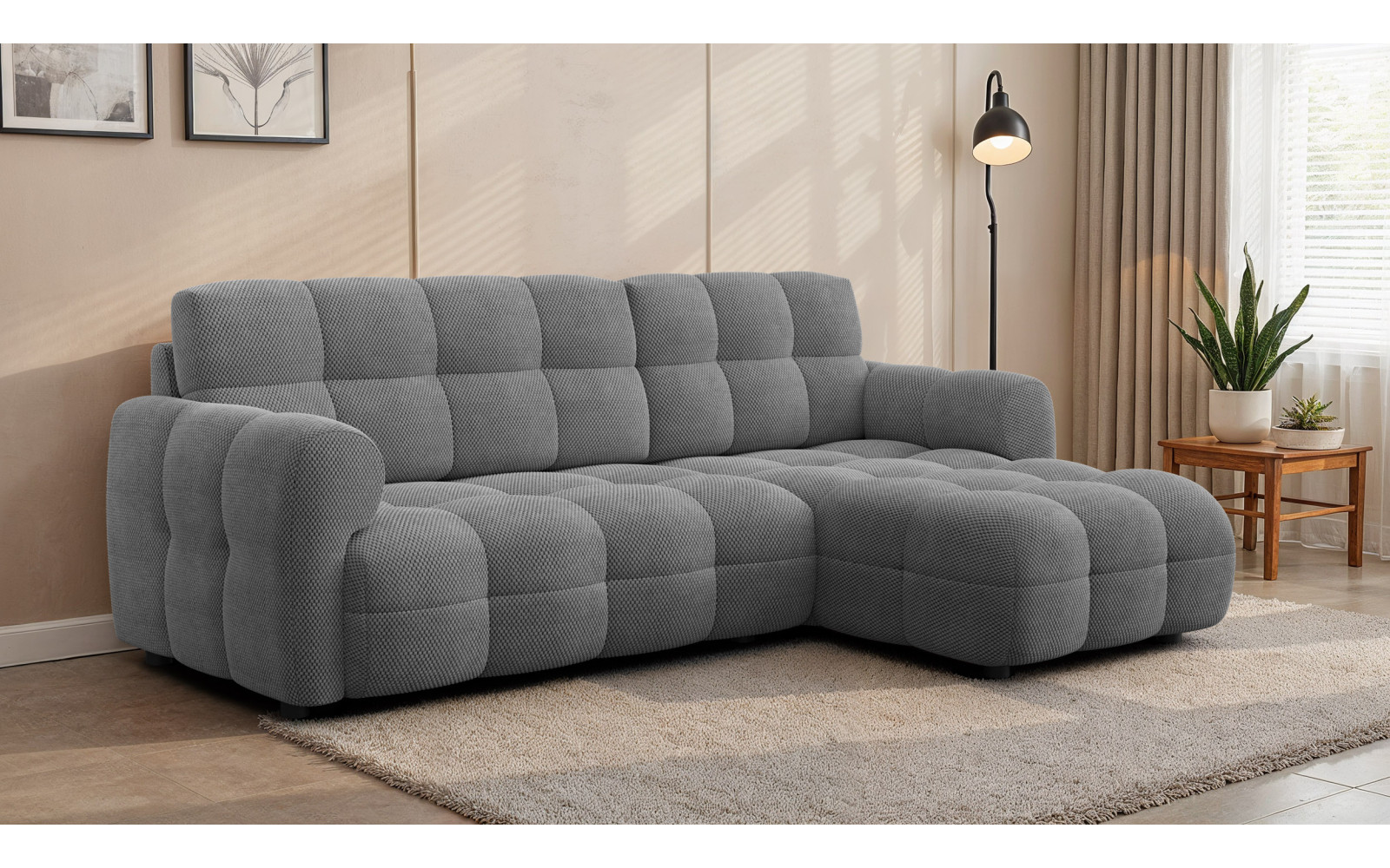 Ecksofa 3-Sitzer rechts MELLOW, grau