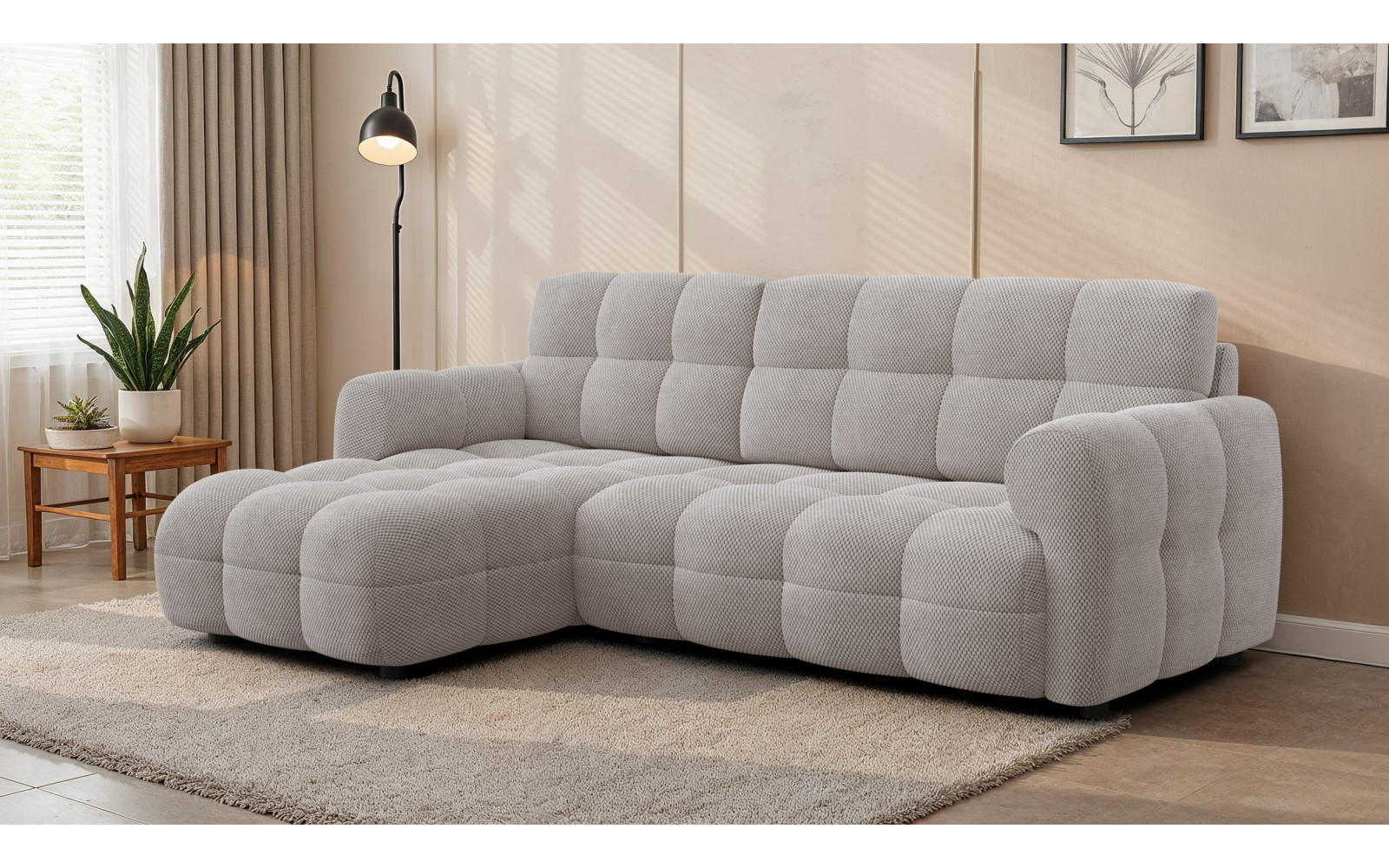 Ecksofa 3-Sitzer links MELLOW, beige