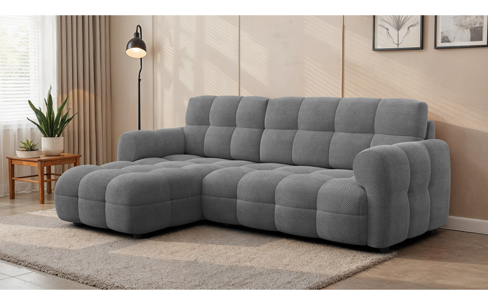 Ecksofa 3-Sitzer links MELLOW, grau