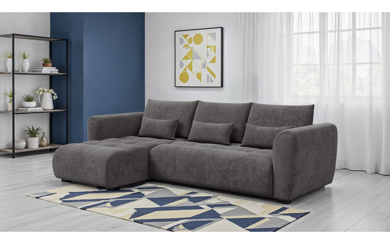 Ecksofa 4-Sitzer links SORENO, dunkelgrau