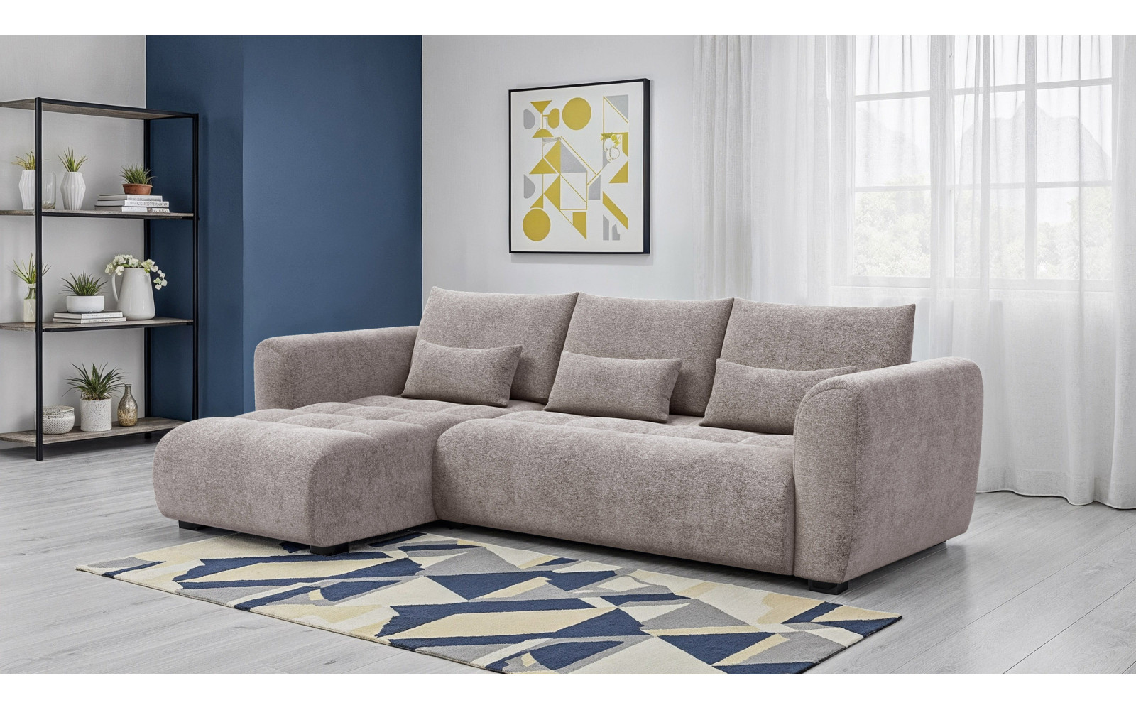 Ecksofa 4-Sitzer links SORENO, dunkelbeige