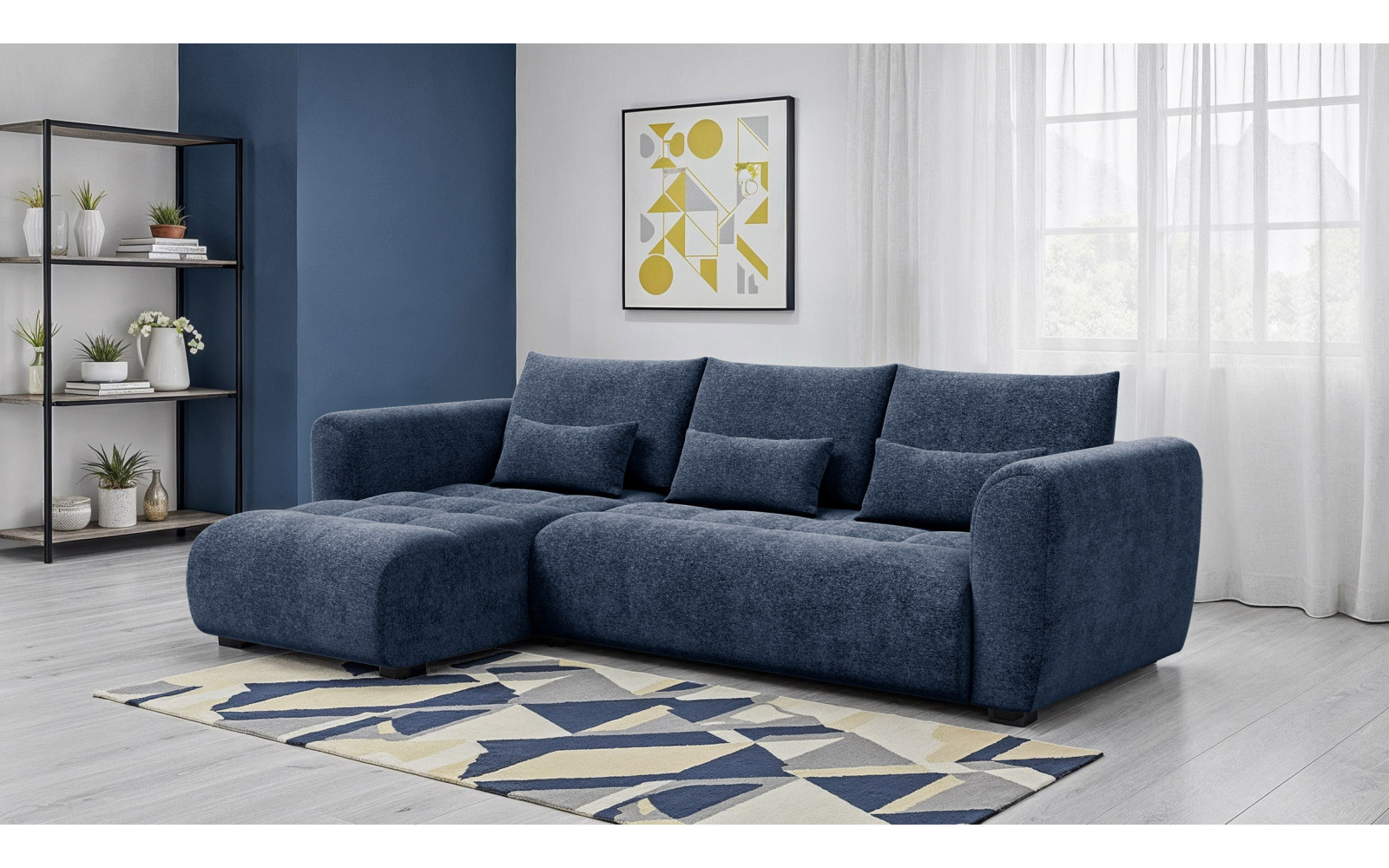 Ecksofa 4-Sitzer links SORENO, dunkelblau