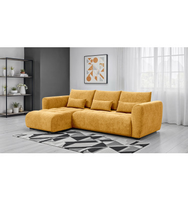 Ecksofa 4-Sitzer links SORENO, gelb