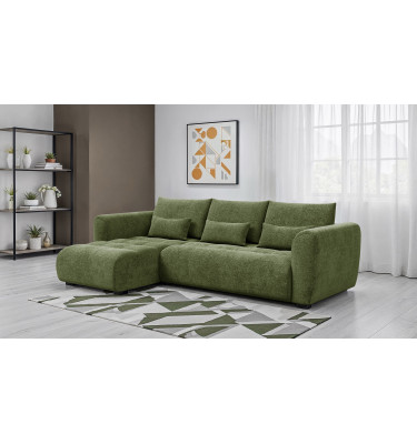 Ecksofa 4-Sitzer links SORENO, dunkelgrün