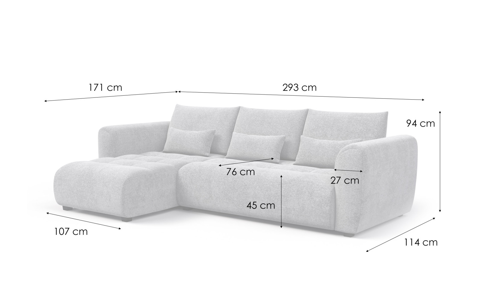 Ecksofa 4-Sitzer links SORENO, orange