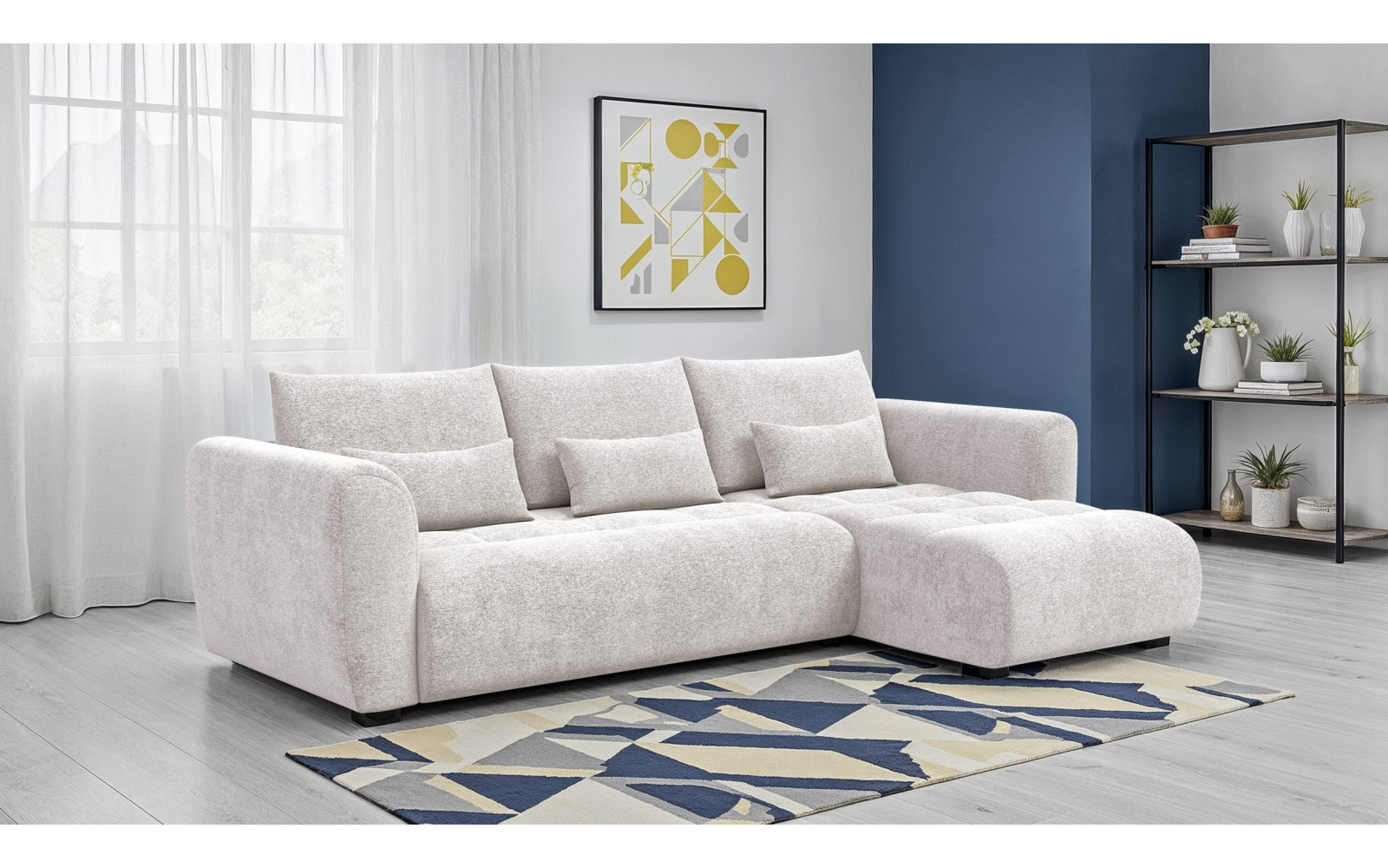 Ecksofa 4-Sitzer rechts SORENO, ecru