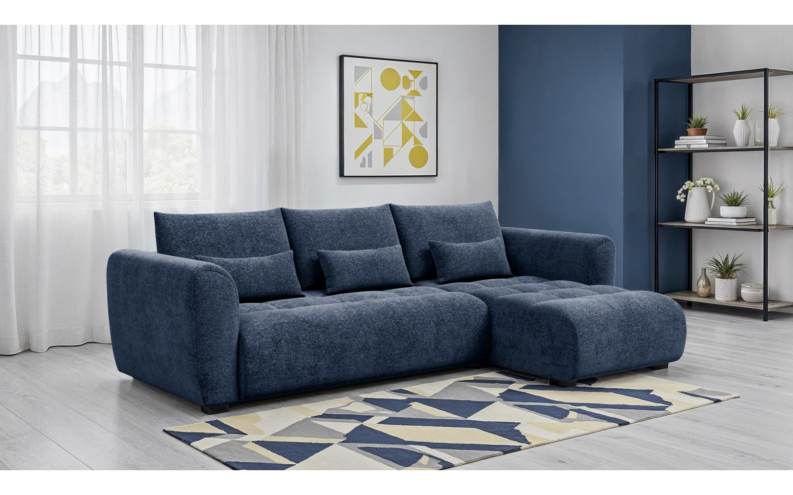 Ecksofa 4-Sitzer rechts SORENO, dunkelblau