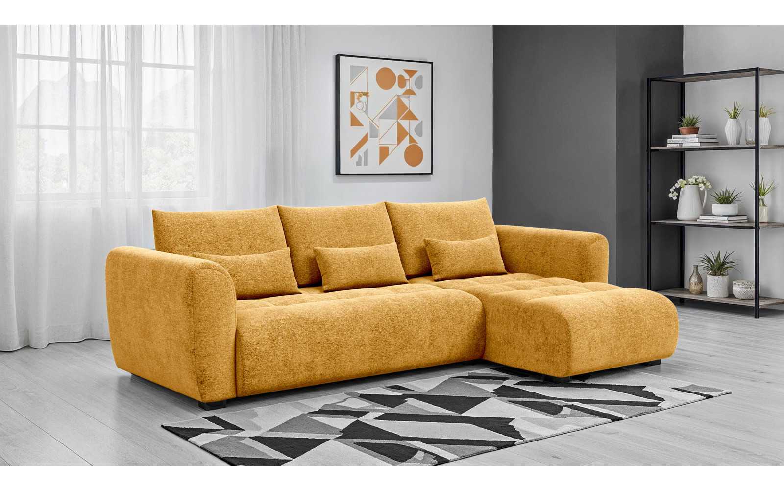 Ecksofa 4-Sitzer rechts SORENO, gelb