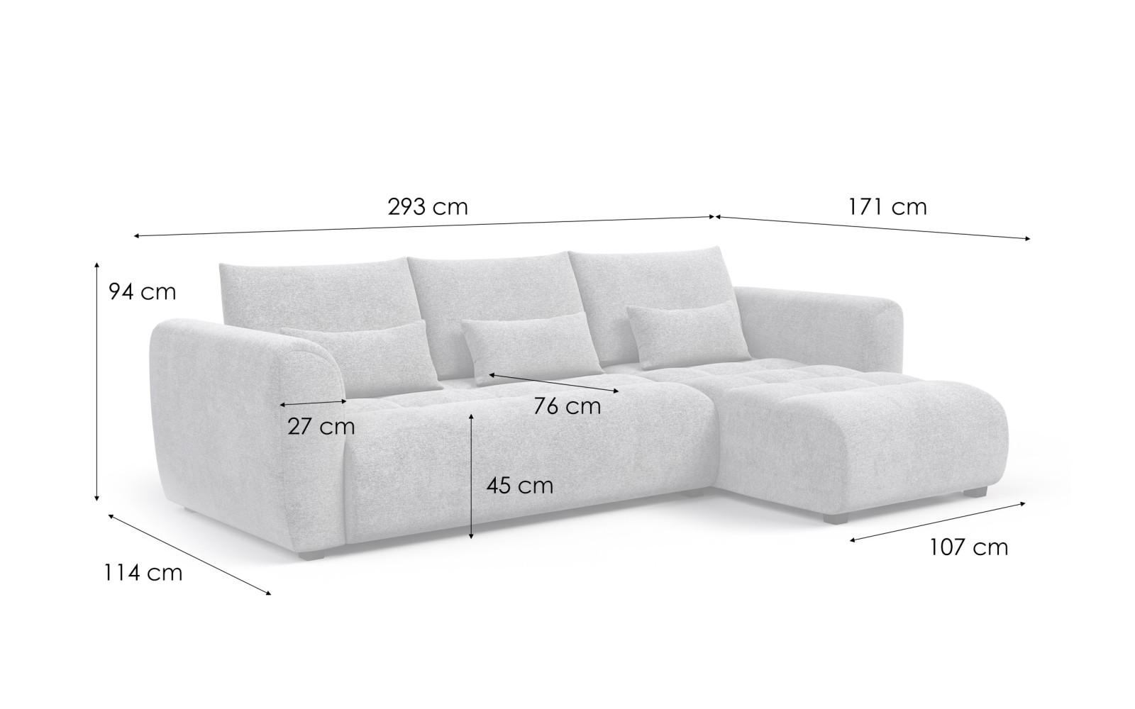 Ecksofa 4-Sitzer rechts SORENO, dunkelgrün