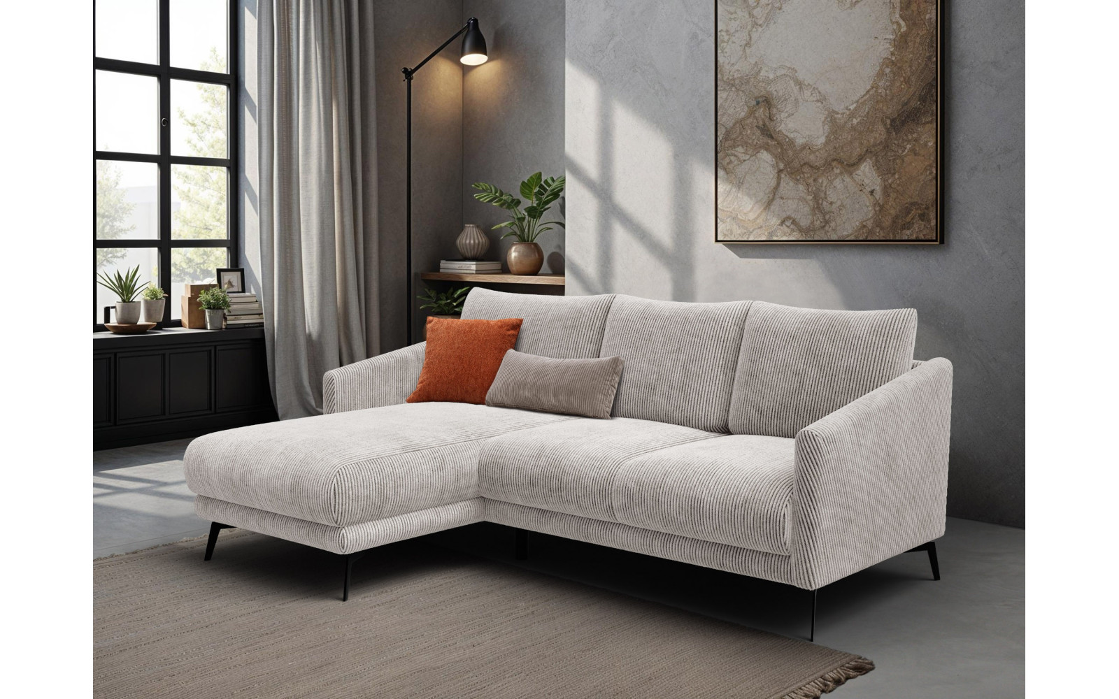 Ecksofa 3-Sitzer links VILT, perlweiß