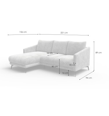 Ecksofa 3-Sitzer links VILT, taupe
