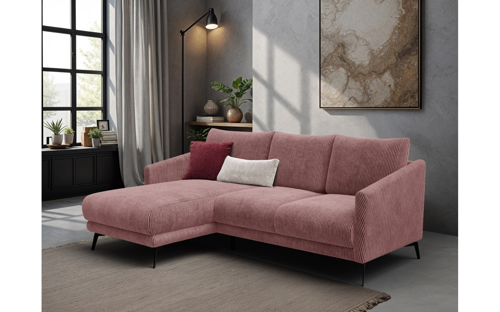 Ecksofa 3-Sitzer links VILT, altrosa