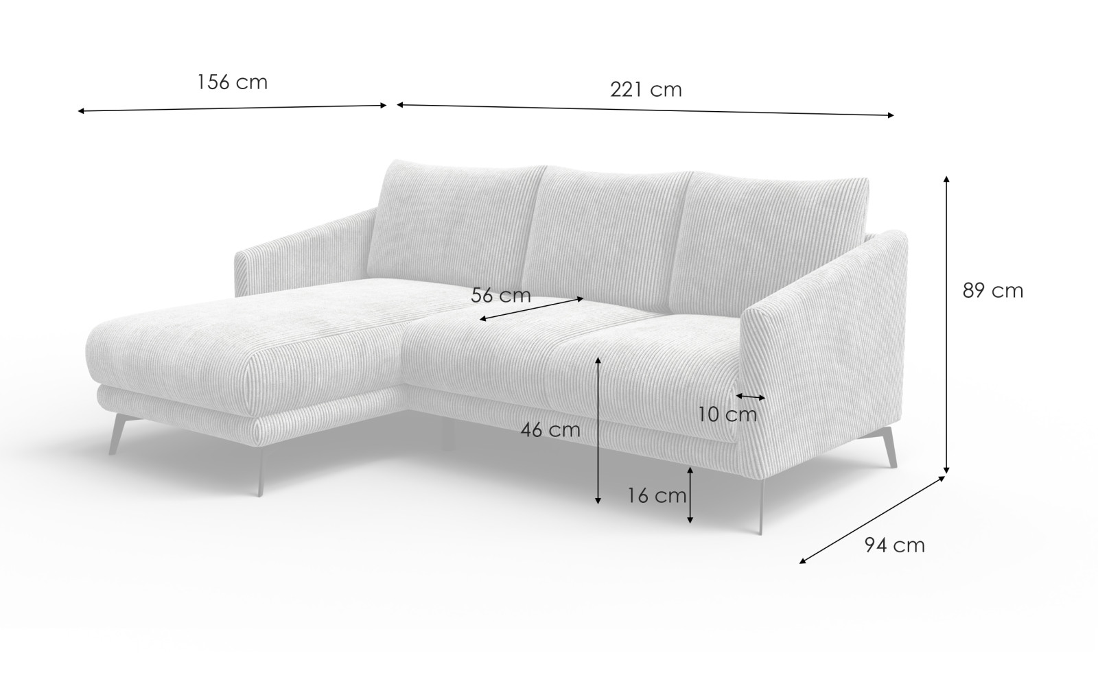 Ecksofa 3-Sitzer links VILT, olive