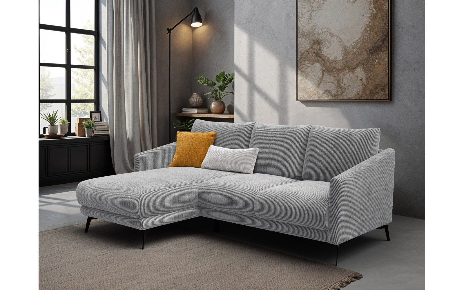 Ecksofa 3-Sitzer links VILT, hellgrau