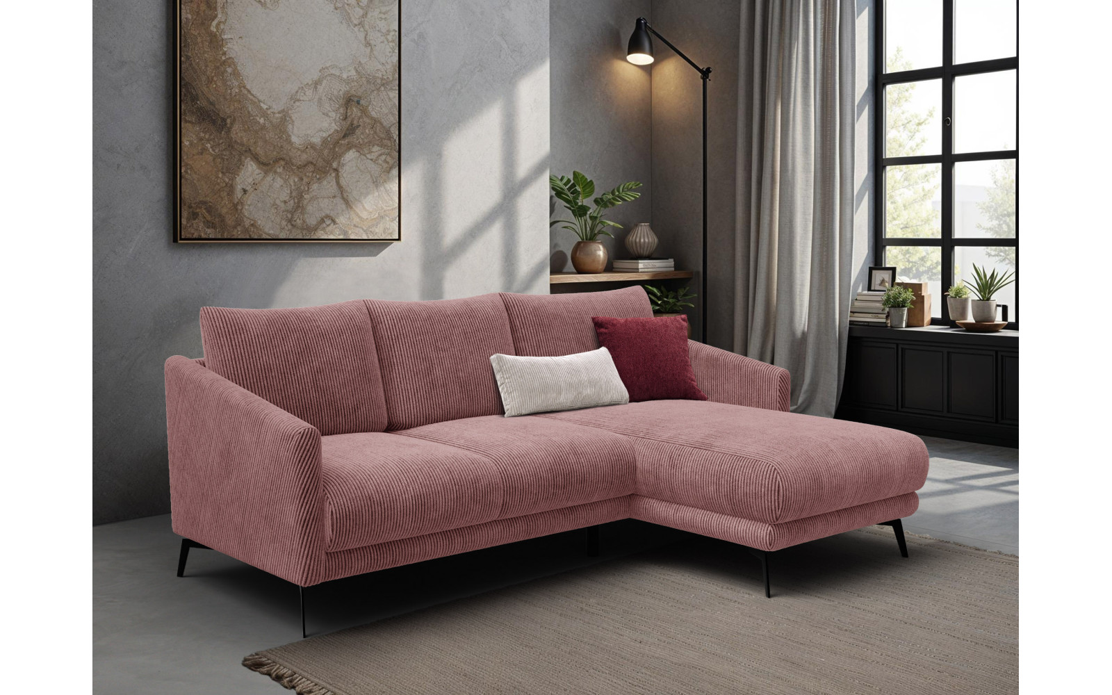 Ecksofa 3-Sitzer rechts VILT, altrosa