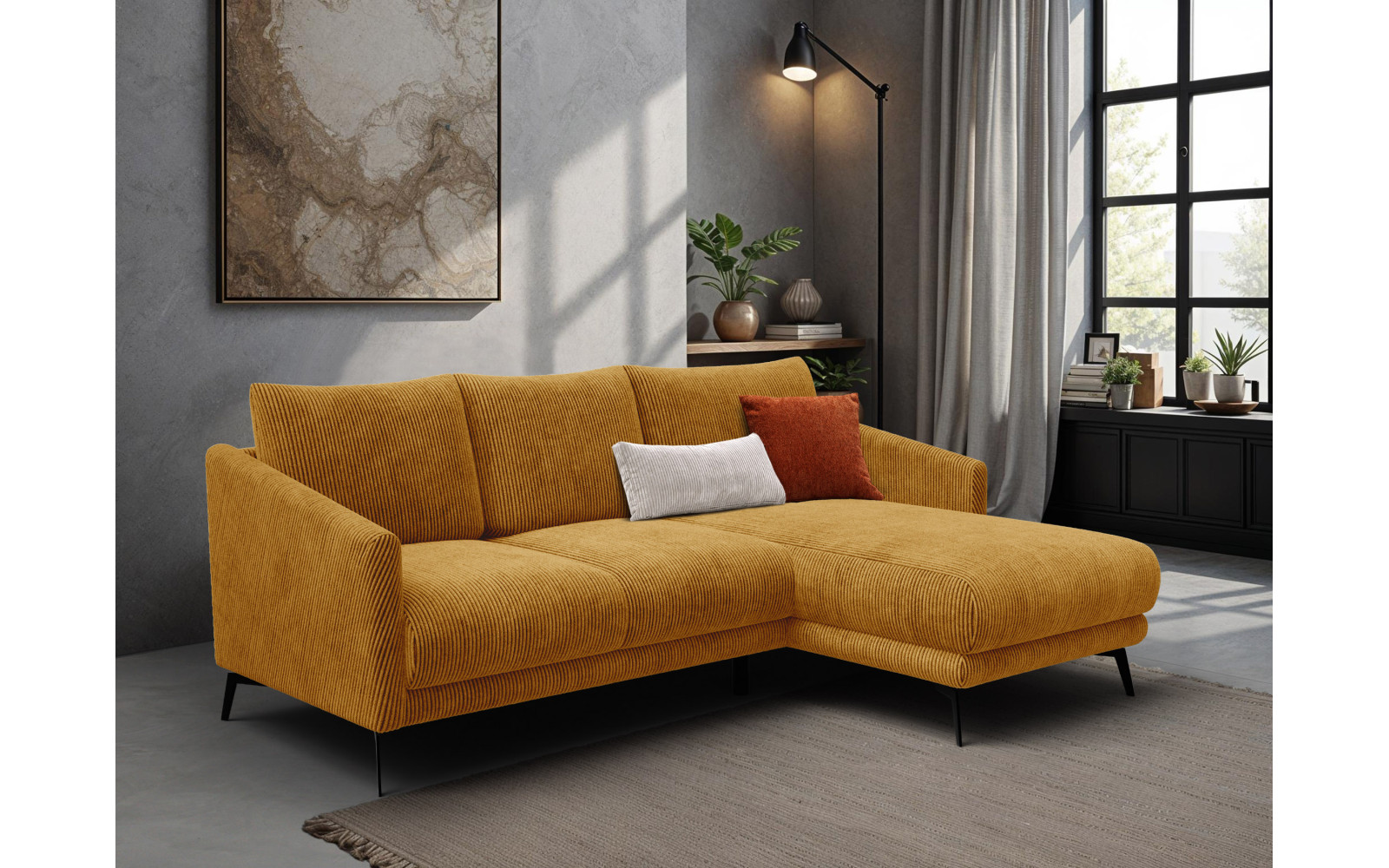 Ecksofa 3-Sitzer rechts VILT, safran