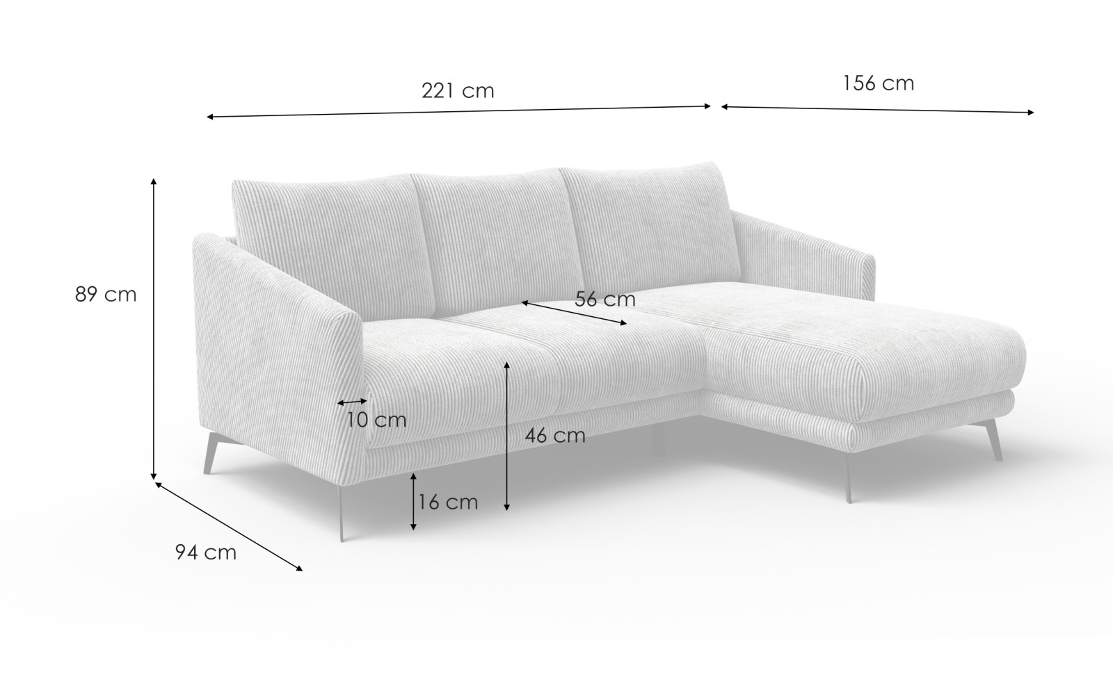 Ecksofa 3-Sitzer rechts VILT, olive