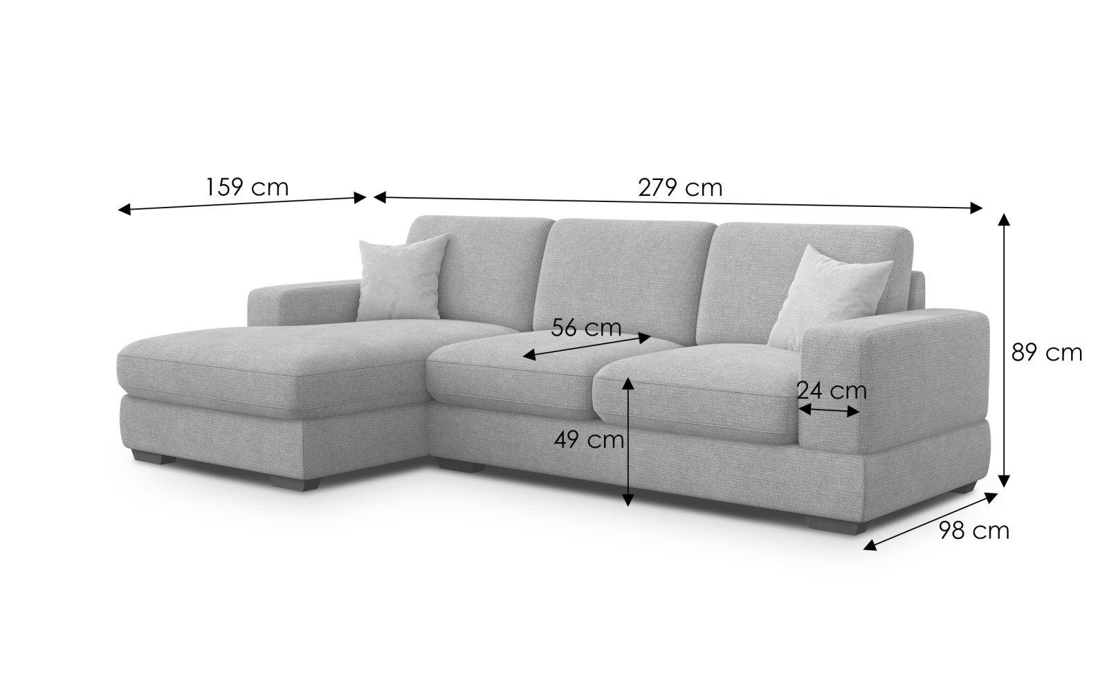 Ecksofa 4-Sitzer links OTTO, grau