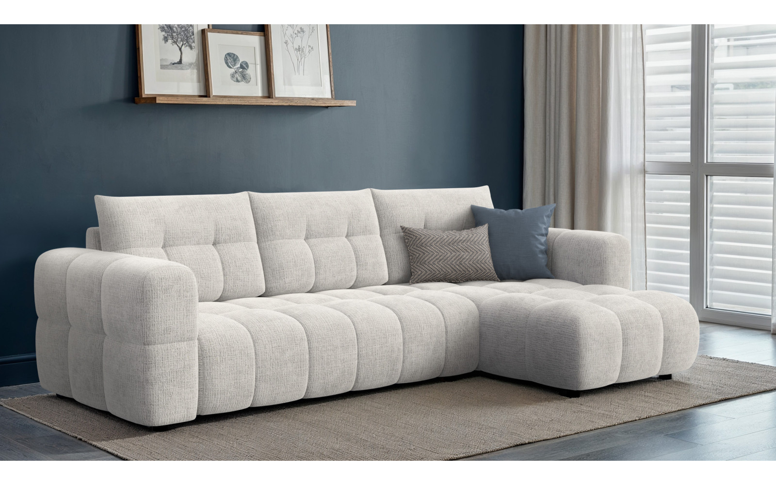 CLOUDI Ecksofa 4-Sitzer rechts, creme