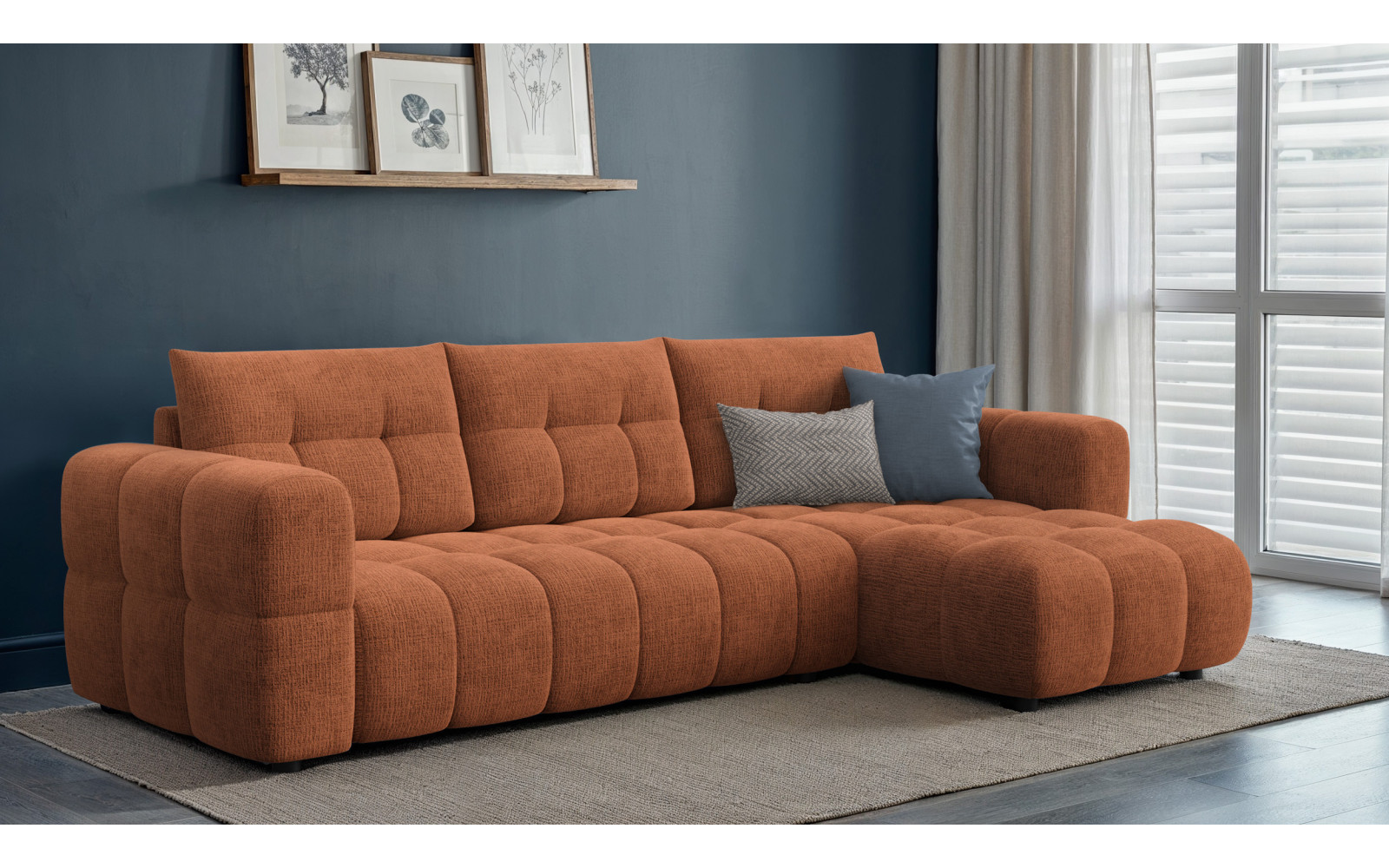 CLOUDI Ecksofa 4-Sitzer rechts, rostrot