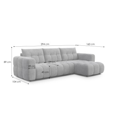 CLOUDI Ecksofa 4-Sitzer rechts, marineblau