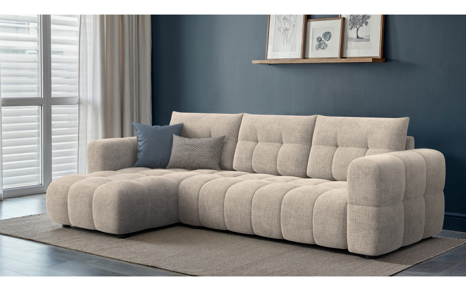 CLOUDI Ecksofa 4-Sitzer links, beige