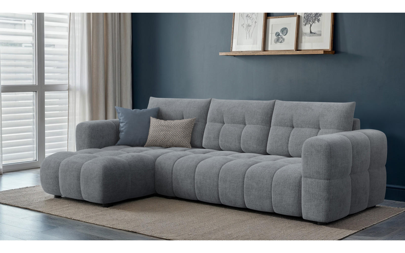 CLOUDI Ecksofa 4-Sitzer links, dunkelgrau