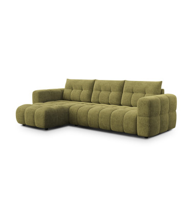 CLOUDI Ecksofa 4-Sitzer links, olivgrün