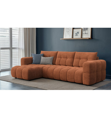 CLOUDI Ecksofa 4-Sitzer links, rostrot