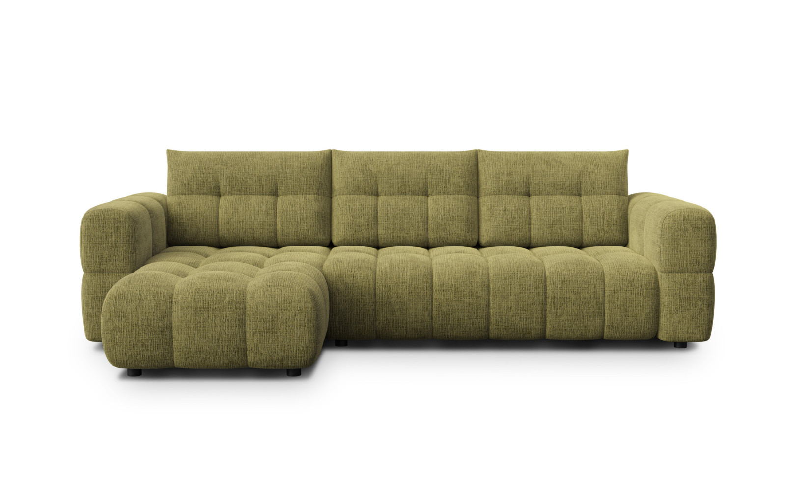 CLOUDI Ecksofa 4-Sitzer links, olivgrün