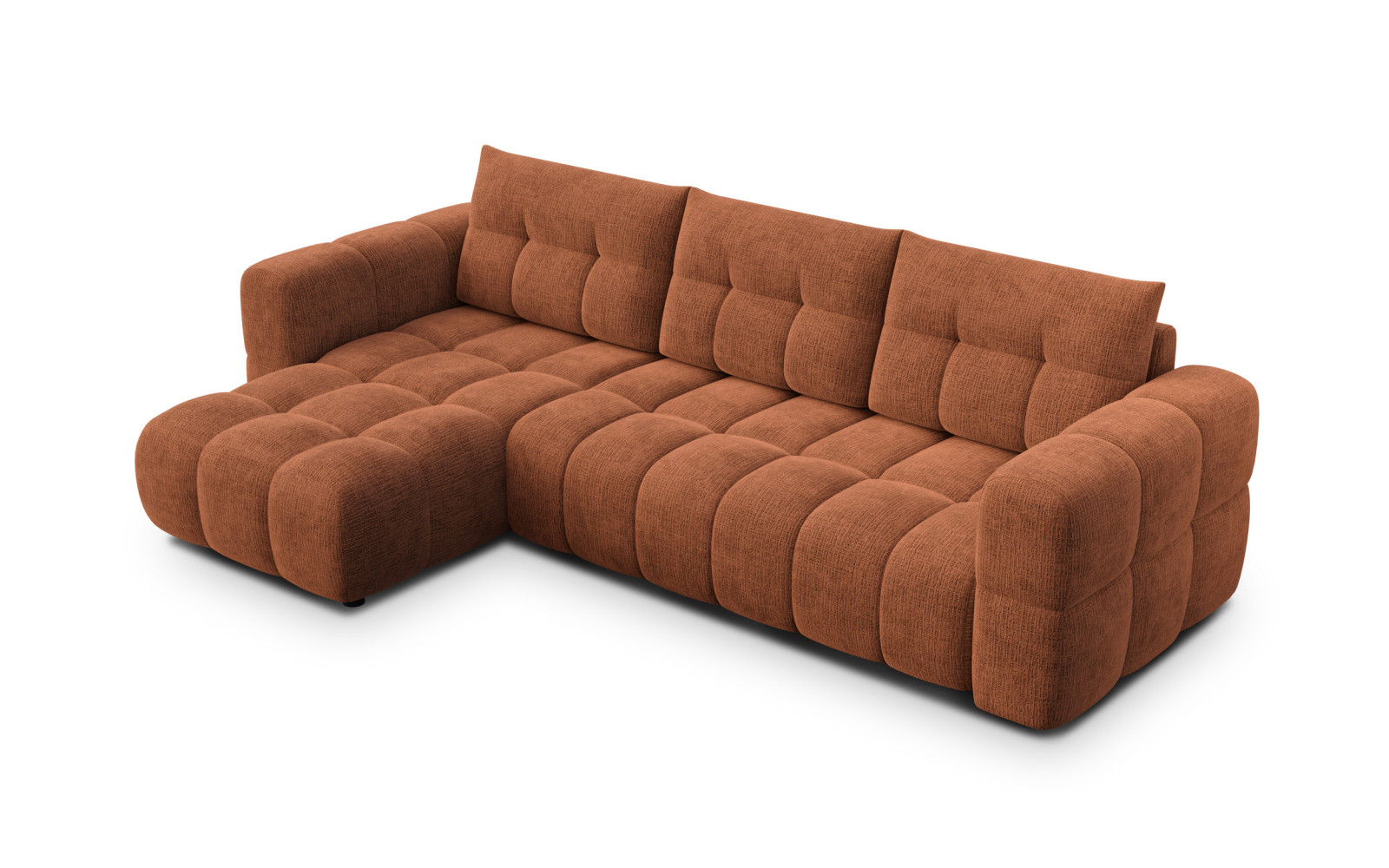 CLOUDI Ecksofa 4-Sitzer links, rostrot