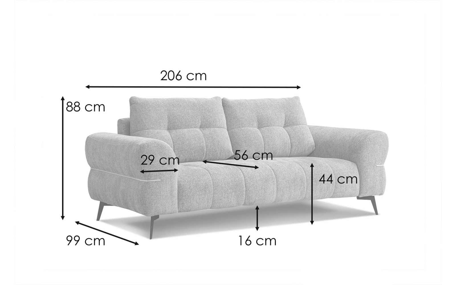 Sofa 2,5-Sitzer SALVINI, dunkelblau