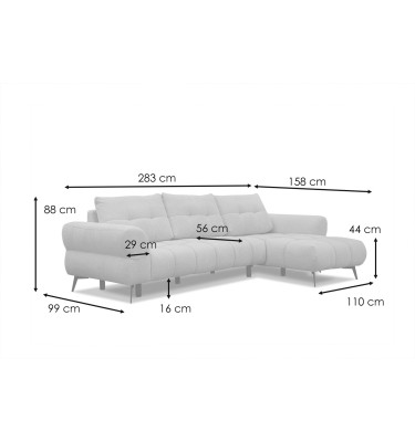 Ecksofa 4-Sitzer SALVINI, ecru