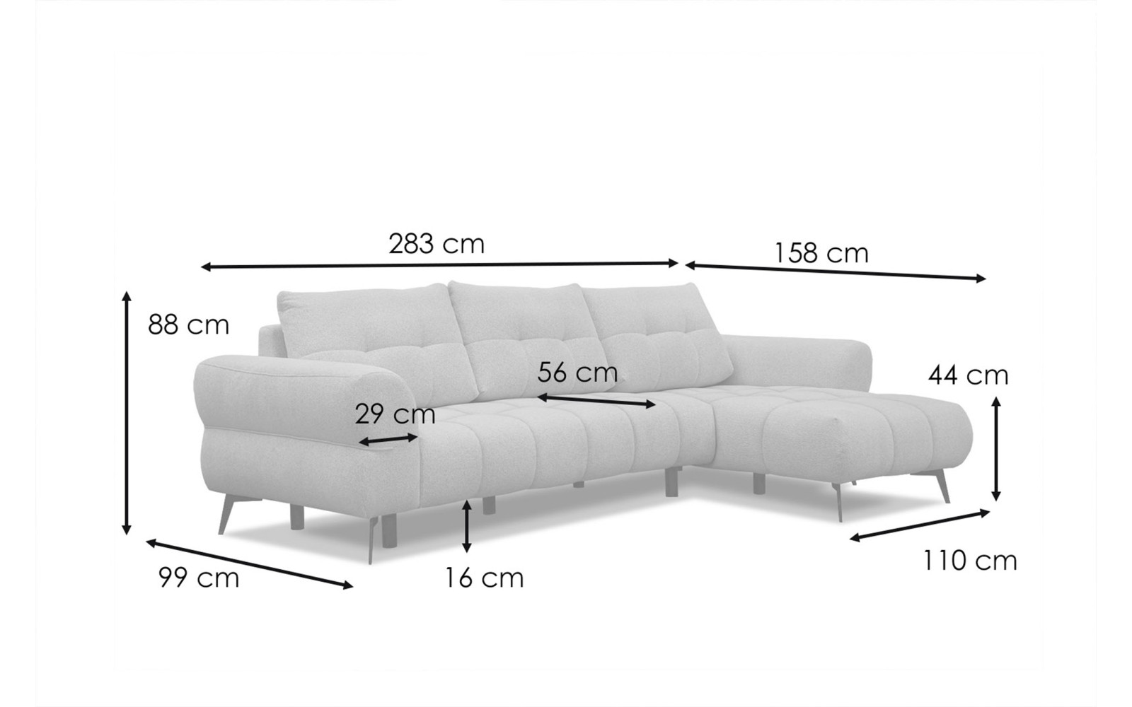Ecksofa 4-Sitzer SALVINI, dunkelbeige