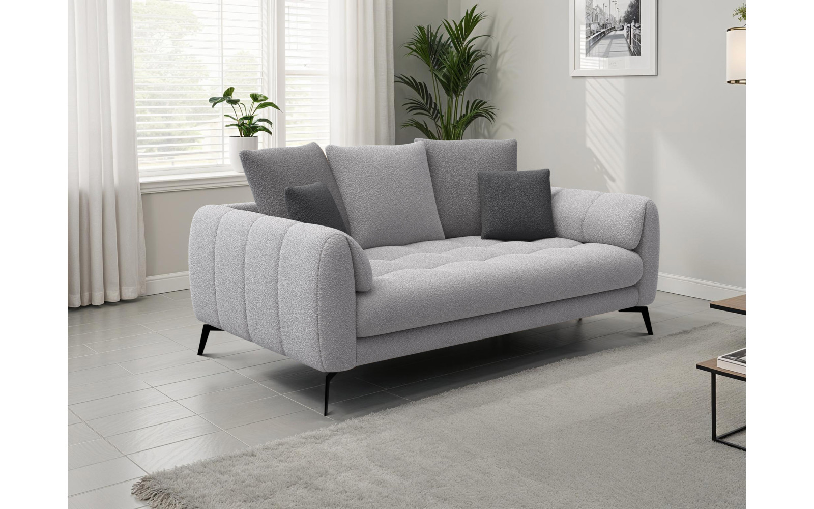 Sofa 2,5-Sitzer CALME, hellgrau und dunkelgrau