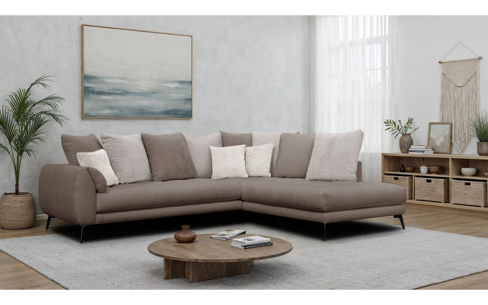 Ecksofa 5-Sitzer CALME, beige und écru