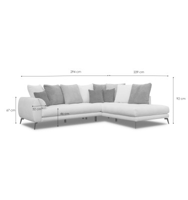 Ecksofa 5-Sitzer CALME, beige und écru