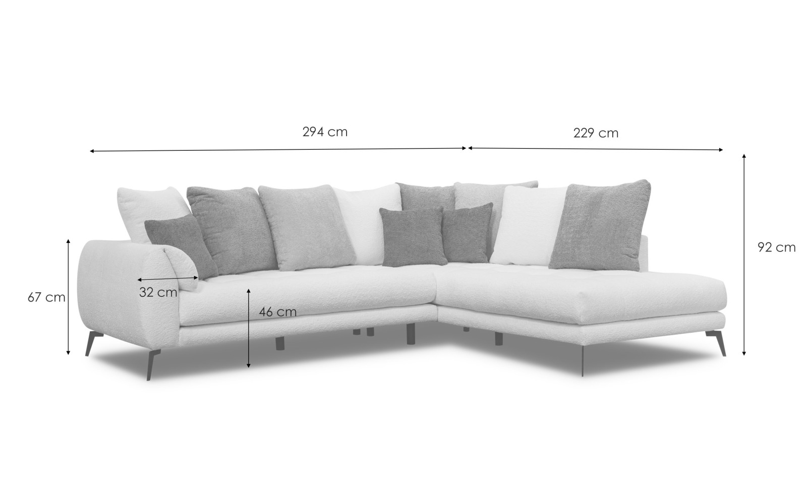 Ecksofa 5-Sitzer CALME, beige und écru