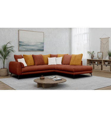 Ecksofa 5-Sitzer CALME, dunkelorange und écru