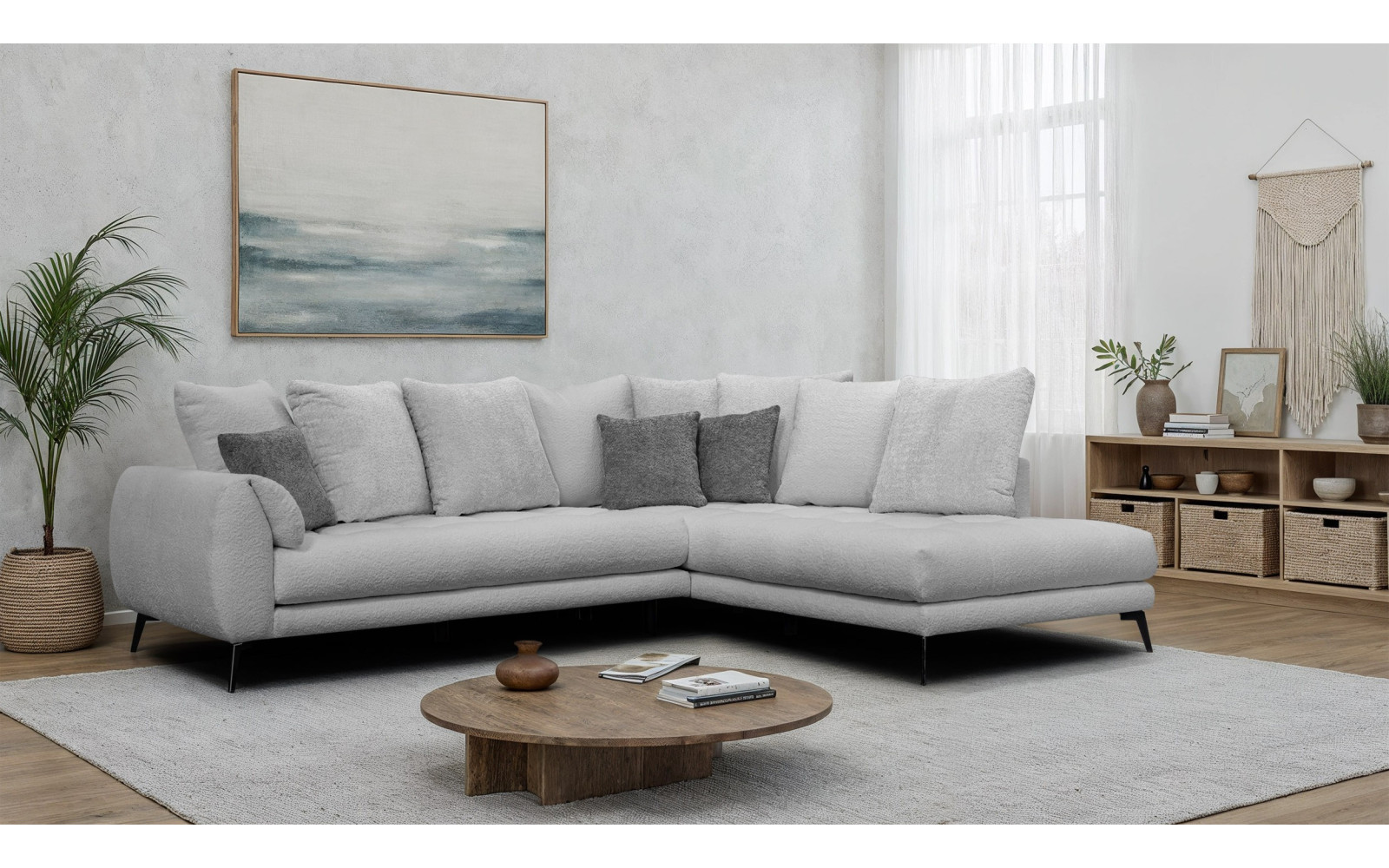 Ecksofa 5-Sitzer CALME, hellgrau