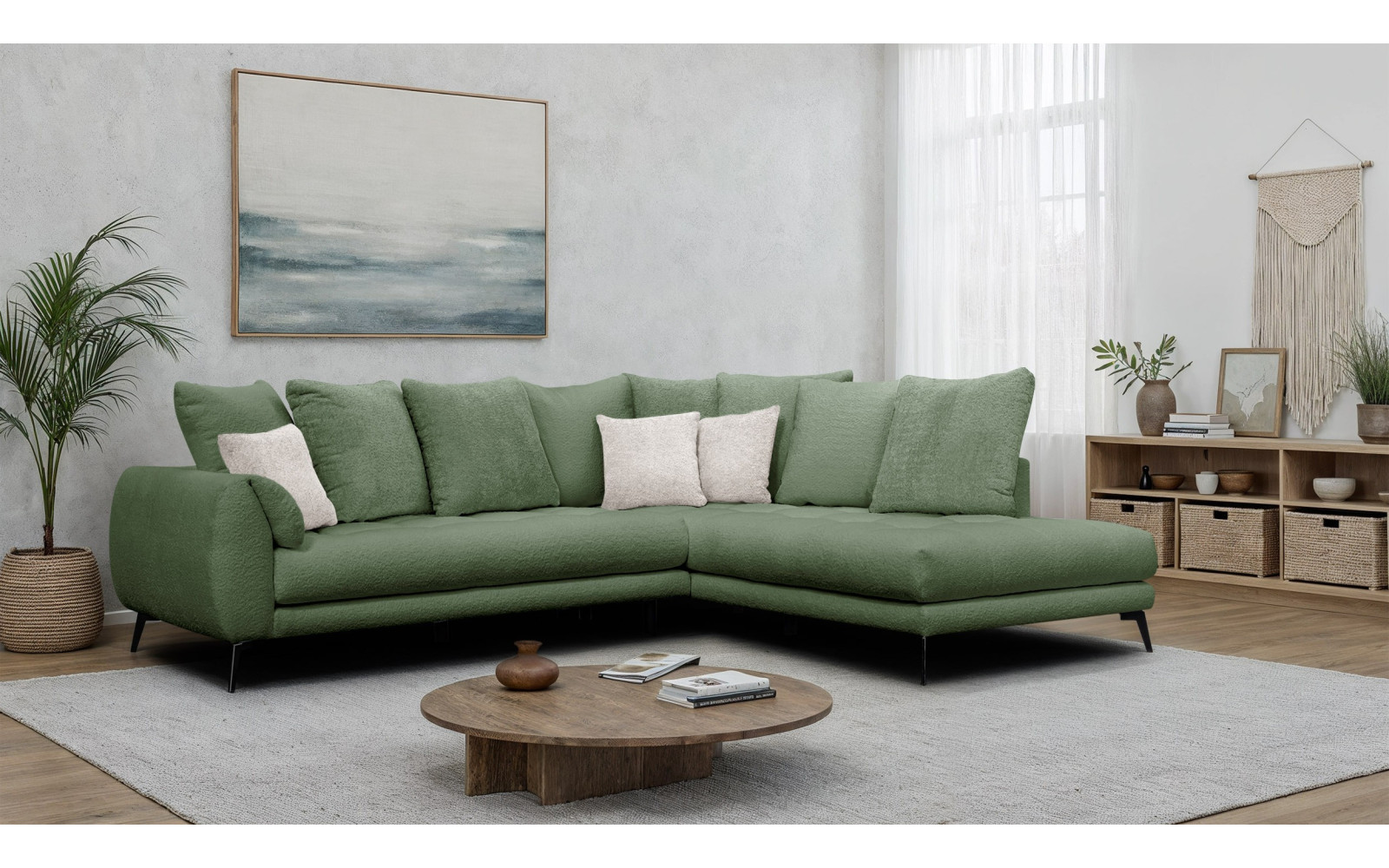Ecksofa 5-Sitzer CALME, olive