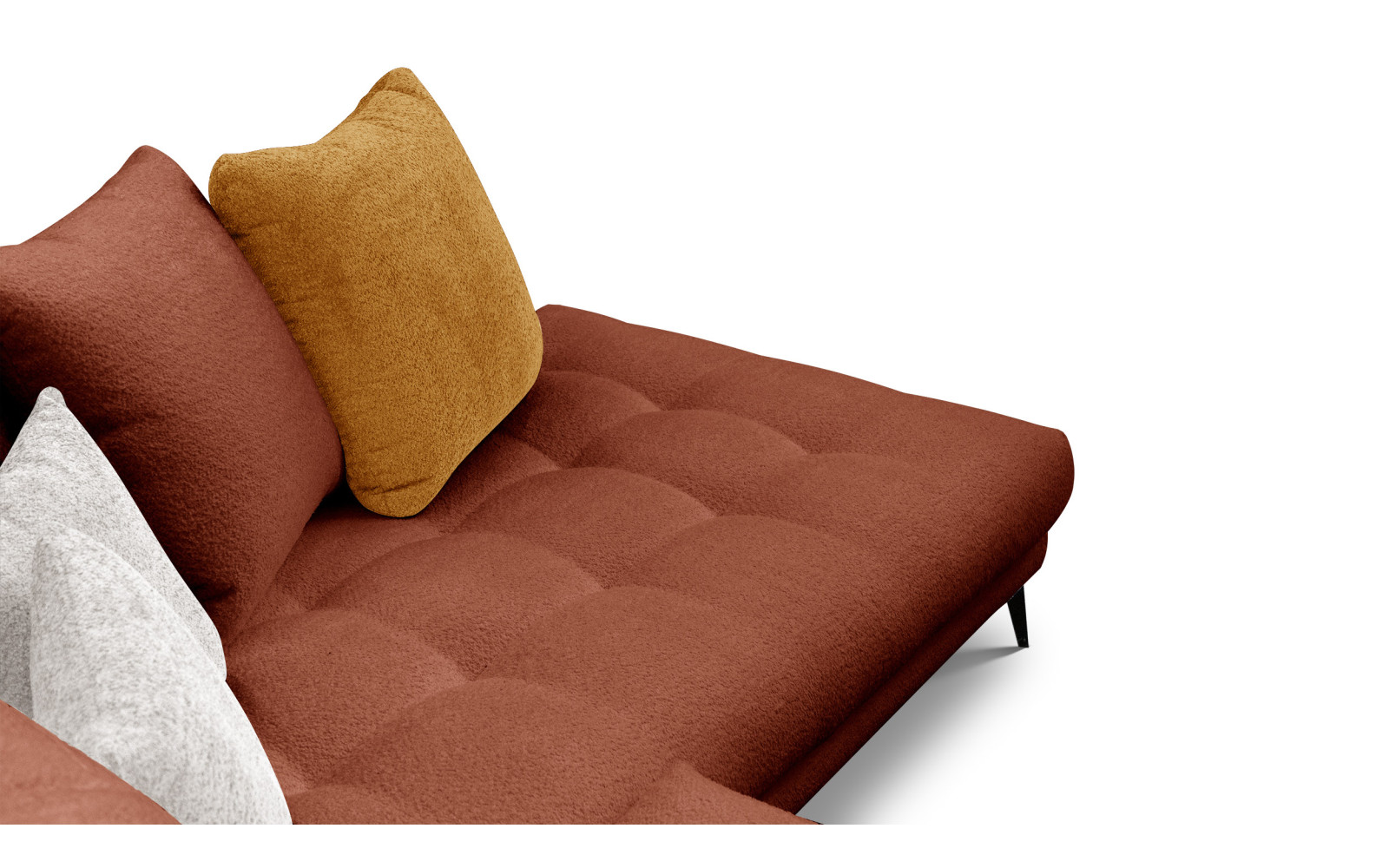 Ecksofa 5-Sitzer CALME, dunkelorange und écru