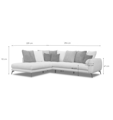 Ecksofa 5-Sitzer CALME, beige und écru