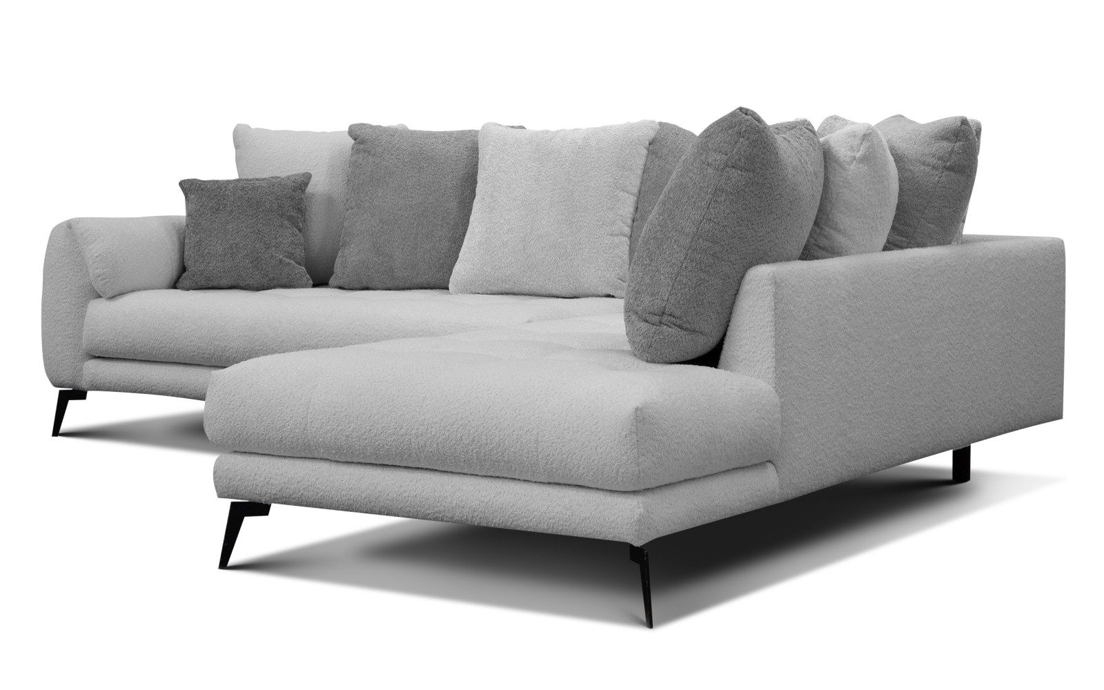 Ecksofa 5-Sitzer CALME, hellgrau und dunkelgrau