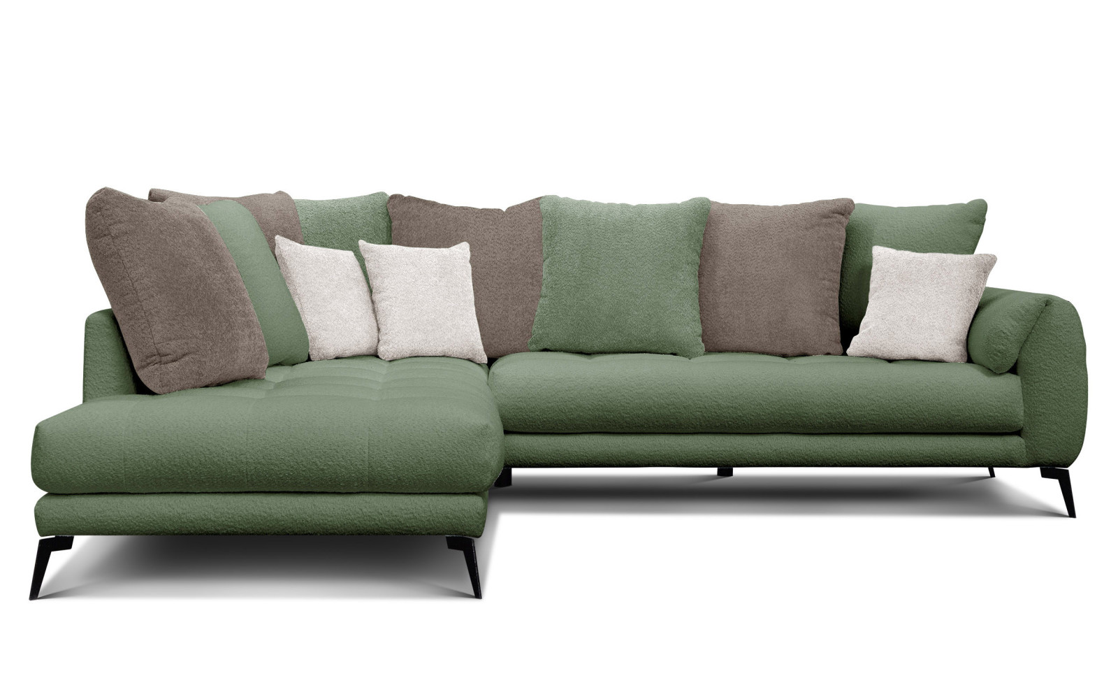 Ecksofa 5-Sitzer CALME, olive und beige
