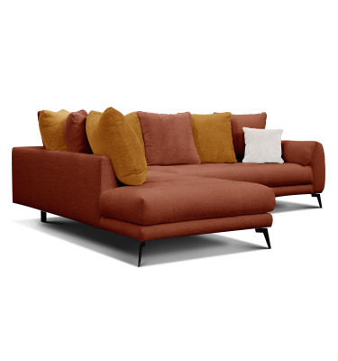 Ecksofa 5-Sitzer CALME, dunkelorange und écru