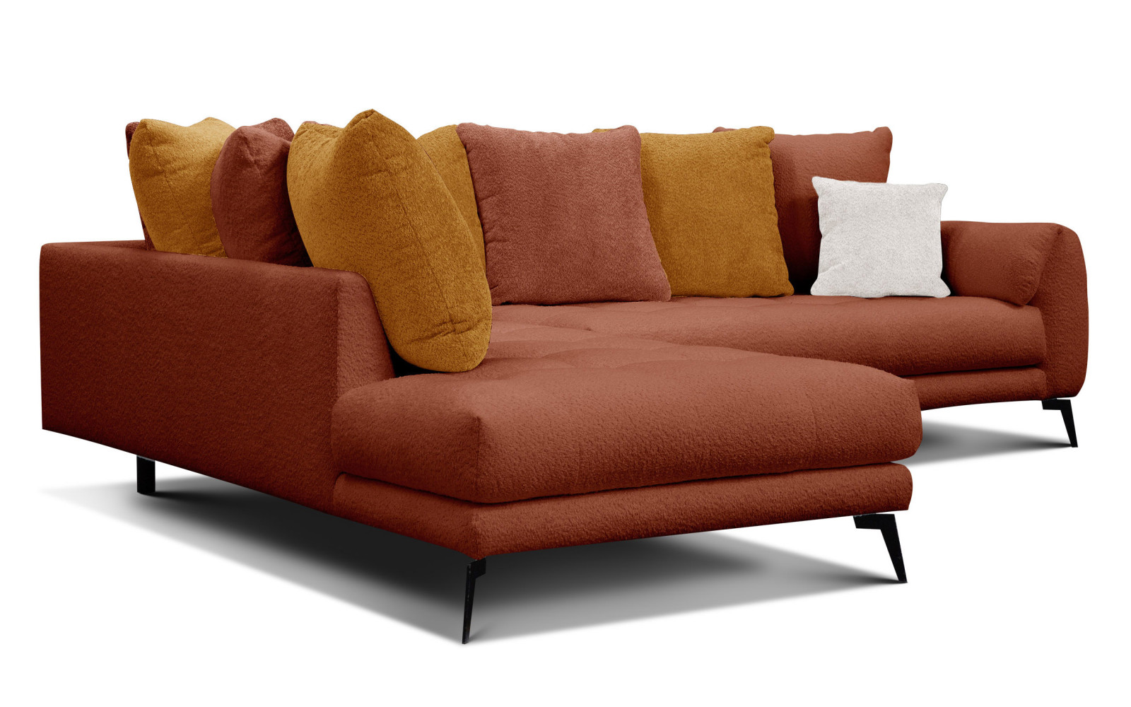 Ecksofa 5-Sitzer CALME, dunkelorange und écru